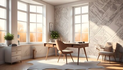 Photo interior modern design room 3d illustration