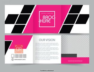 Stock illustrations on the topic Business brochure. Trifold Flyer brochure design. Layout of the first page, back page. Flyer for printing. Easy to edit file. Vector graphics.