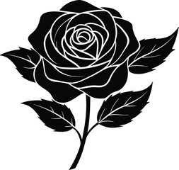 roses silhouette vector flower silhouette rose icon 