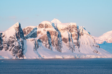Antarctica view. Seascape and landscape of Antarctica. Glaciers and Southern Ocean.