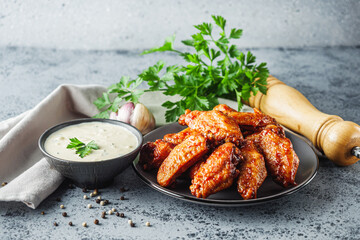 Spicy Buffalo Wings with BBQ Sauce, Crispy Grilled Chicken Appetizer, Perfect for Dinner or Snack