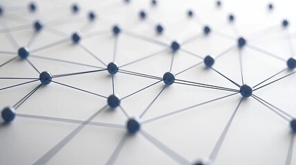 close up view of network structure with interconnected nodes and lines, symbolizing connectivity and technology. design features modern aesthetic with clean background