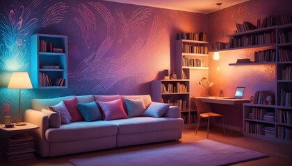 Photo interior modern design room 3d illustration