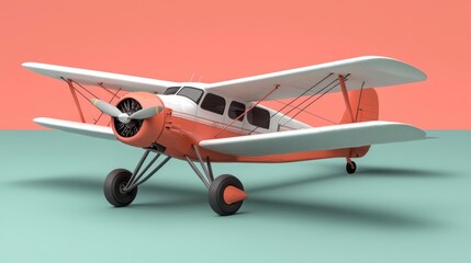 Vintage biplane with red and white paint job