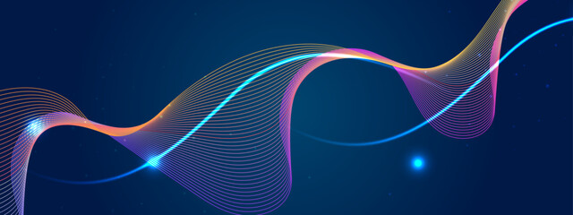Abstract Gradient Wave on Dark Background with Light Effects