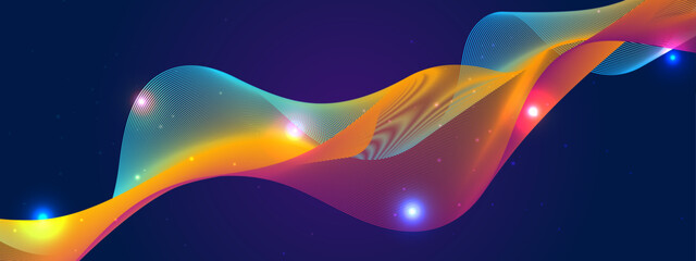 Abstract Colorful Wave Pattern on Dark Background