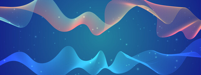 Abstract Background With Flowing Neon Swirls and Sparkles. Perfect for Creative and Tech Themes