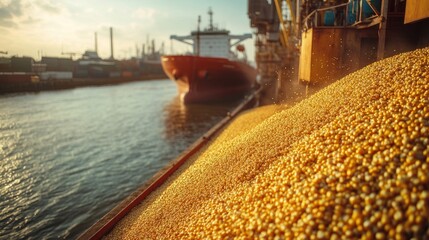 Cargo Ship Loading Grain