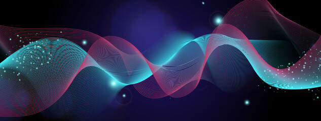 Abstract Colorful Wave Pattern on Dark Background