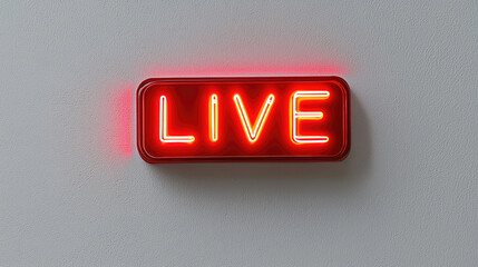 Fototapeta na wymiar Neon sign glowing brightly with word LIVE in red, creating vibrant atmosphere. Perfect for events or entertainment settings