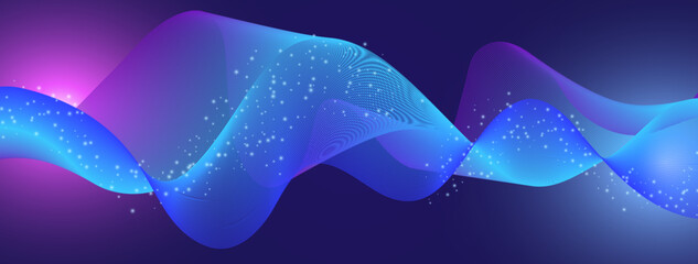Abstract Gradient Wave on Dark Background with Light Effects