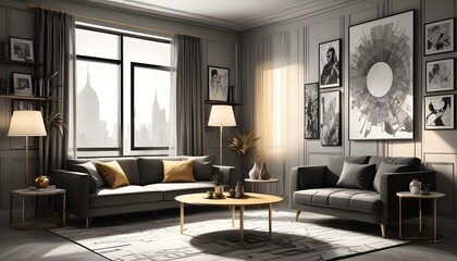 Photo interior modern design room 3d illustration