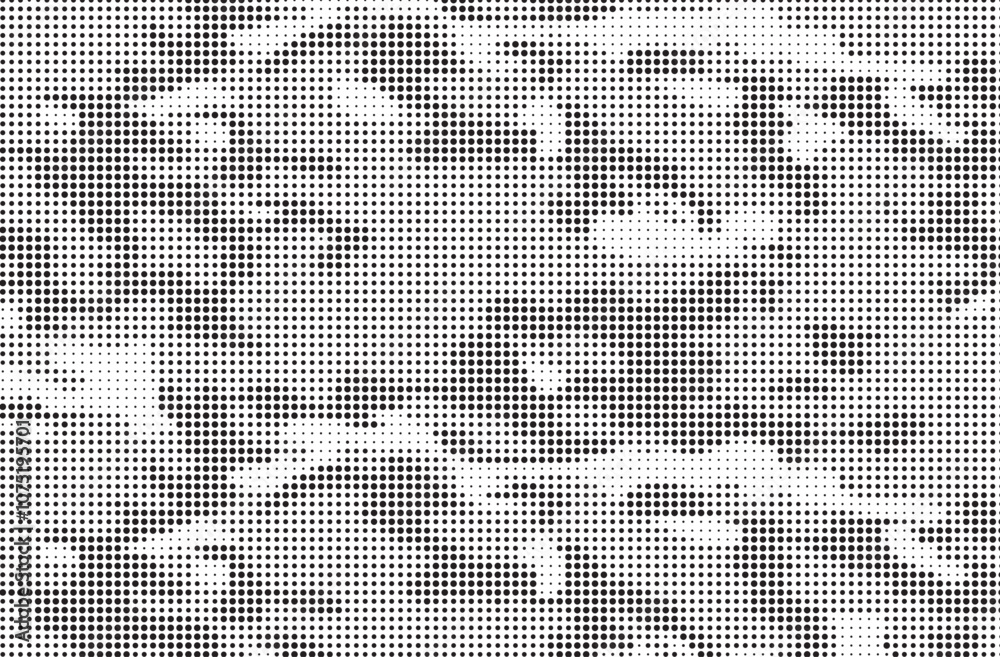 Poster Abstract halftone seamless camouflage pattern. Repeating digital dotted hexagonal camo military texture background. Abstract modern fabric textile ornament. Vector illustration.