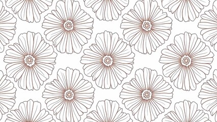 Detailed pattern of floral outlines, perfect for backgrounds, wallpaper, and textile design.