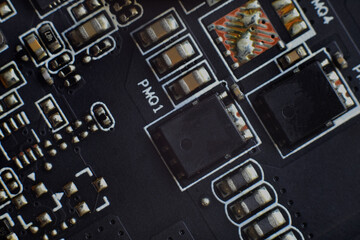 ICs on the motherboard, capacitors, various devices on the motherboard