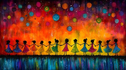 Fototapeta premium Watercolor painting of Eid al-Fitr celebrations with traditional henna designs and joyful family moments, marking the end of Ramadan