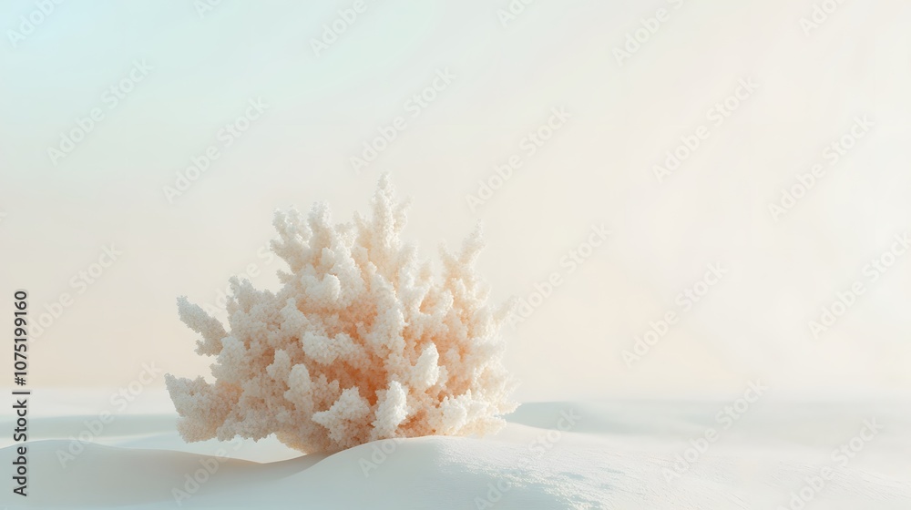Poster A neutral background with a single piece of coral placed in the center, emphasizing its texture in a clean, minimalist scene. No text, no logo, wide angle shot, cinematic scene, 4k resolution