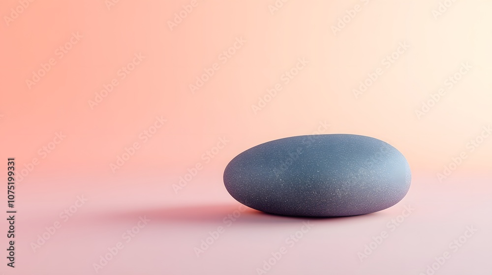 Aufkleber a minimalist composition with a smooth gray stone placed on a soft pastel background, capturing a se
