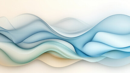 serene abstract scene featuring smooth, flowing shapes in soft blue and green tones, creating calming atmosphere