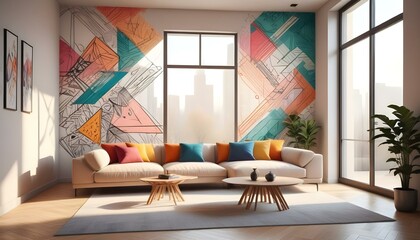 Photo interior modern design room 3d illustration