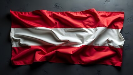 waving austria flag, fabric texture, with copy space area