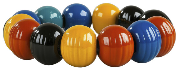 A bracelet of colorful glossy round beads