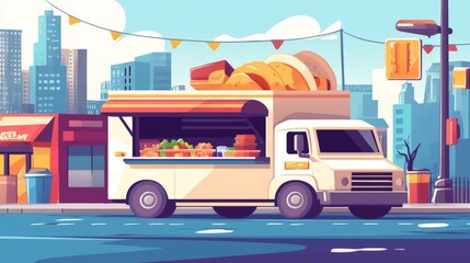 Colorful Tacos and Fresh Salsa in Urban Food Truck