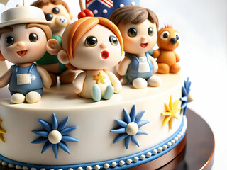 Naklejka premium Macro Close Up Australian Themed Cake Decoration Symbols Vibrant Colors Intricate Details Celebration National Pride Ample Copy Space for Photo Stock Concept