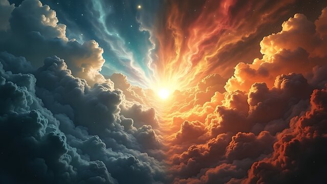 Versus wallpaper, heaven and hell, good vs evil, light and darkness background, for match competition