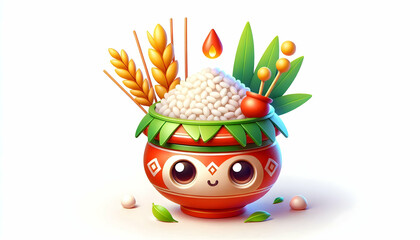 3D Pongal Cultural Symbols Vector Illustration Kolam Lamps Rice Sugarcane Festivity Heritage Infographics Design Icon Isolated White Background Traditional Elements for Celebrating Tamil Festival