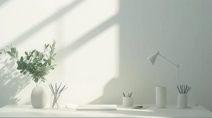 Bright Minimalist Office Desk with Natural Light