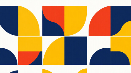 Colorful Geometric Art: Abstract Shapes in Blue, Yellow, Red