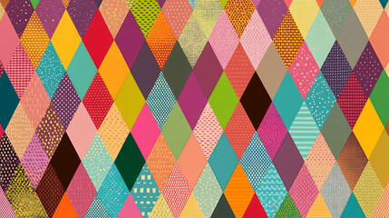 Colorful Geometric Pattern with Varied Diamond Shapes and Textures
