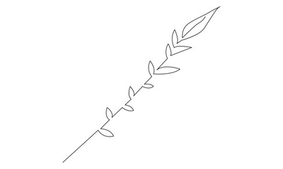 Leaf continuous one line vector drawing on white background design minimalist pro