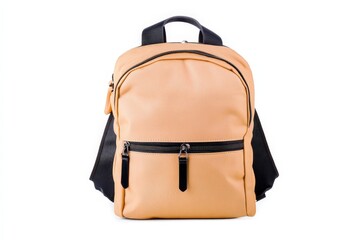 Stylish orange backpack on white isolated background.