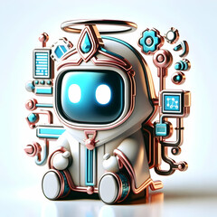 Naklejka premium 3D Reyes Magos High Tech Laboratory Glossy Background Copy Space Innovative Scene Science Advertising Magazine Cover Icon
