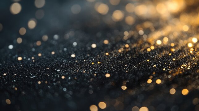 Elegant black backdrop adorned with glimmering gold flecks, exuding sophistication and luxury, perfect for upscale presentations or events.