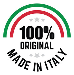 Made In Italy round stamp sticker with Italian Flag vector illustration