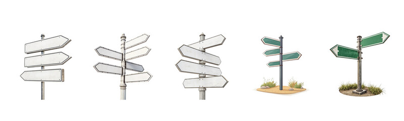 Obraz premium Green street signs. White fingerpost. Directional sign