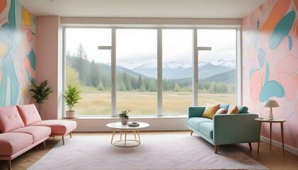 Fototapeta premium Photo interior modern design room 3d design