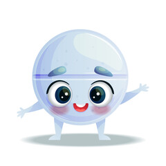 A cute funny pill. Vector illustration of a character on a white background. Isolated background.