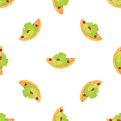 Waffle slices with fresh salad and raspberry, creating a delicious and vibrant culinary pattern