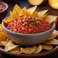Snacks - Frischer Tomatensalsa-Dip und Chips