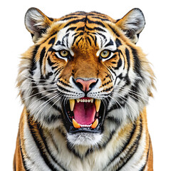 Fototapeta premium Roaring Tiger isolated on white background as transparent. PNG. AI GENERATED