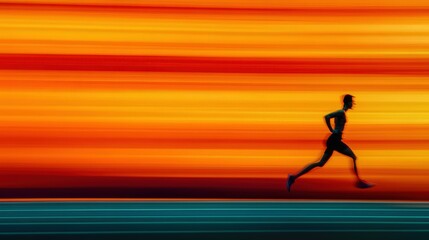 Runner sprinting on a track, motion blur emphasizing fast movement