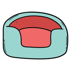 Hand drawn cartoon pet bed on white background.