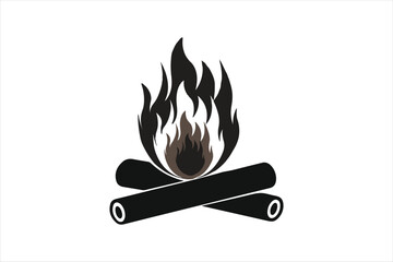 Campfire vector, flame icon. Black icon isolated on white background