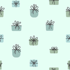 Seamless pattern ws gift boxes. New year presents