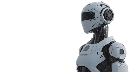 Naklejka premium 3d Render Concept future Robot chatbot isolated on a transparent background