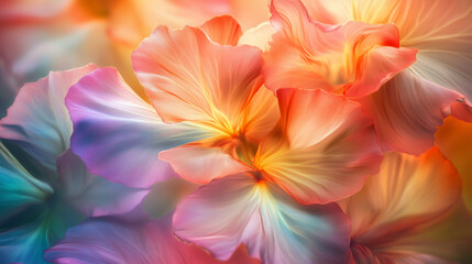 Barwna eksplozja kwiat&oacute;w, kt&oacute;rych płatki rozchylają się niczym w harmonijnym tańcu pełnym kolor&oacute;w i blasku, emanując świeżością i radością życia.